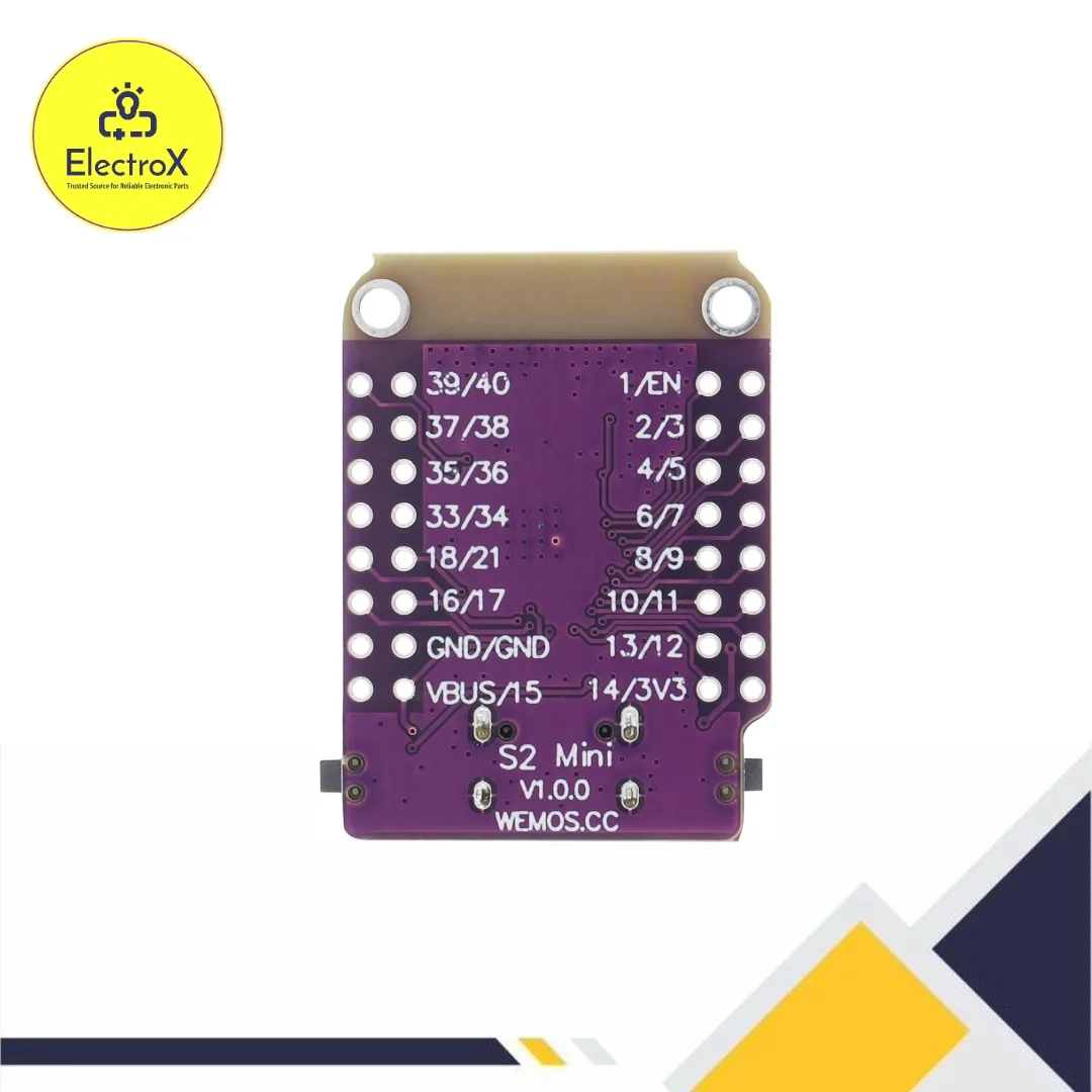 ESP32 S2 V1.0.0 Module with 4MB Flash and 2MB PSRAM for IoT, WiFi, and embedded system projects.