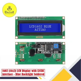 LCD1602 16x2 character display with I2C module soldered for easy Arduino and Raspberry Pi integration from Electroxbd, Bangladesh.