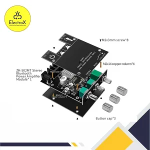 ZK-502MT Bluetooth 5.0 Audio Amplifier Board with 2.1 Channel Output from Electroxbd.