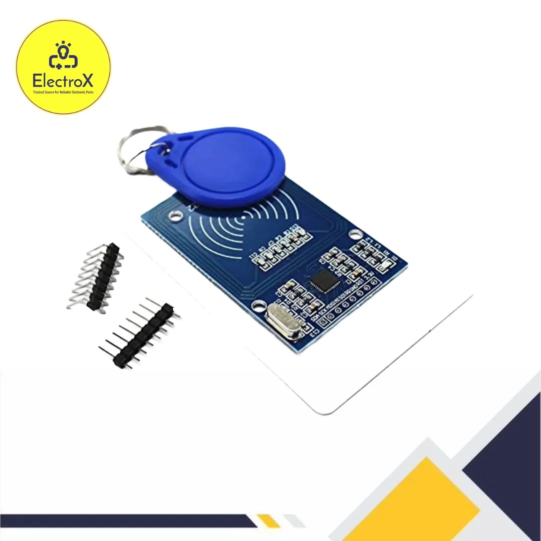RFID RC522 Card Reader Module Kit with 13.56MHz Cards and Key Fobs for Arduino and IoT Projects