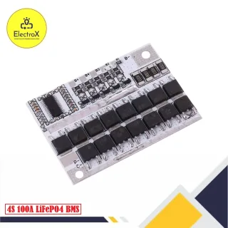 LiFePO4 4S 100A Balanced BMS Battery Charging Protection Module for 12.8V lithium iron phosphate battery packs, available at Electroxbd, Bangladesh.