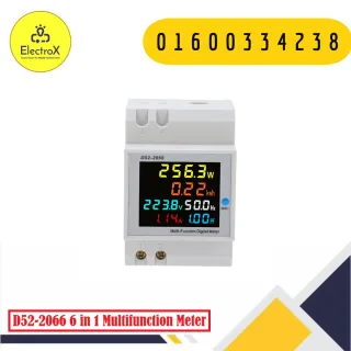 D52-2066 6-in-1 Din Rail AC Digital Power Meter with LCD Display
