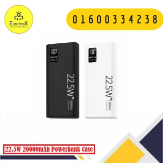 22.5W Powerbank Case with 20000mAh Li-Po Battery Fast Charging Power Bank Enclosure