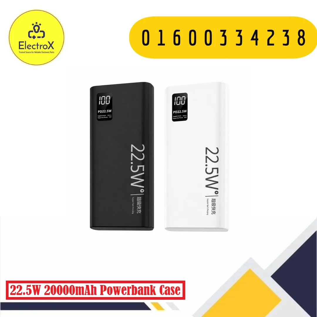 22.5W Powerbank Case with 20000mAh Li-Po Battery Fast Charging Power Bank Enclosure