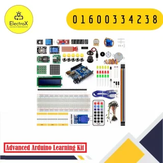 Advanced Arduino Learning Kit with Plastic Box containing Arduino components for electronics and programming projects