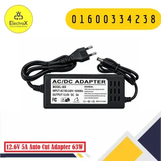 12.6V 5A 63W automatic cut-off lithium-ion battery charger for compatible 3S 11.1V battery packs.